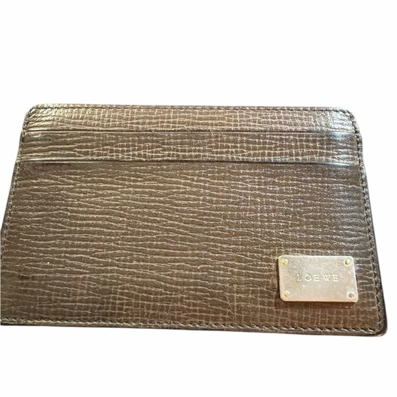 Loewe Handbags - LOEWE Vintage Textured Leather Card Holder - Taupe